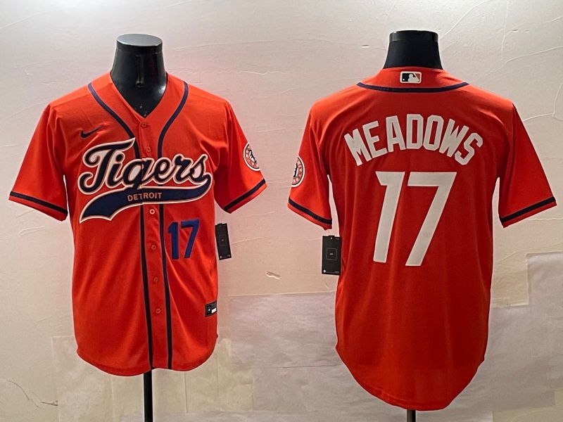 Men Detroit Tigers #17 Meadows Orange Joint Name Game 2025 Nike MLB Jersey style 2->detroit tigers->MLB Jersey